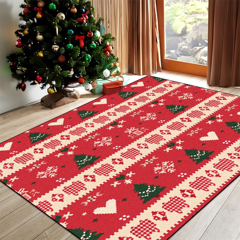 Christmas Red Green Carpet for Living Room Home Decor Large Area Rug Warm Soft Rugs Bedroom Balcony Non-slip Mat Bedroom Carpets