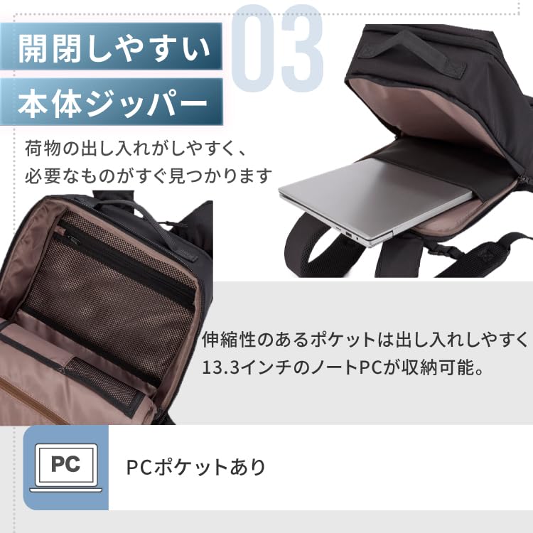 Sun Men's Wear Co., Ltd. AGS Zero Gravity Backpack, Business Bag, 30% Lighter, Perfect for Commuting and School (Navy)