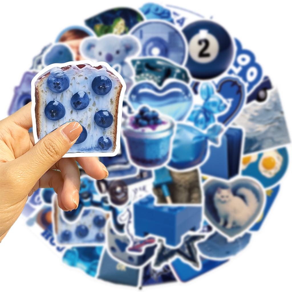 50Pcs Deep Blue Graffiti Stickers for Personalized Decoration, Guitar, Notebook, Luggage, DIY Waterproof Stickers