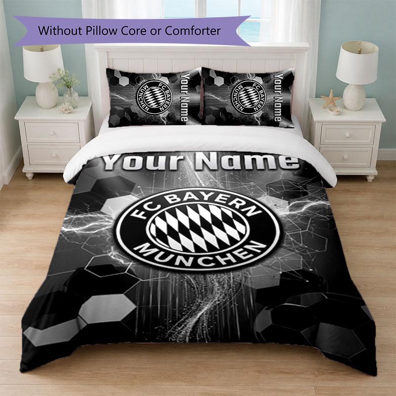 Set Biancheria da Letto Personalizzato Bayern Monaco con Nome Testo 1 Copripiumino+2 Federe Logo Calcio Regalo Personalizzato per Occasioni Speciali Decorazione Camera da Letto