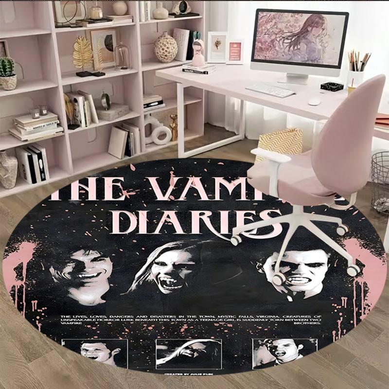 1pc The Vampire Diaries4 Print Round Carpet Chair Round Carpet Suitable for Bedroom Living Room Home Decorative Carpet