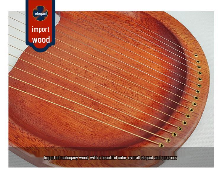 Liră cu 16 coarde din lemn masiv pentru începători - Stil retro