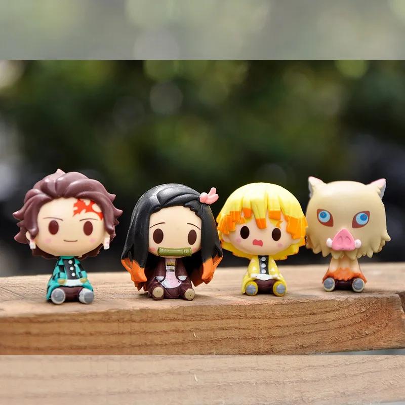 

4 шт./комплект Аниме Клинок Рассекающий Демонов Kimetsu No Yaiba Фигурка Q Posket Камадо Танджиро Камадо Незуко Агацума Фигурка Игрушки 4-5 см