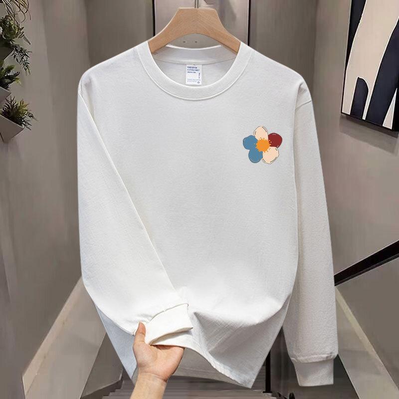 Heavy High-End Trendy Brand Pure Cotton T-Shirt Men'S Bottoming Shirt Long-Sleeved Trendy Autumn And Winter Men'S And Women'S Crew Neck Sweater