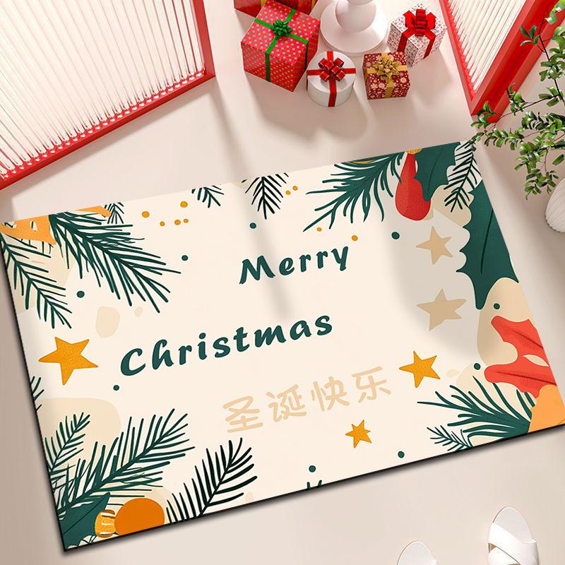 Christmas Atmosphere Diatom Mud Entry Door Floor Mat Porch Absorbent Quick Drying Non-slip Door Dirt Mat Household