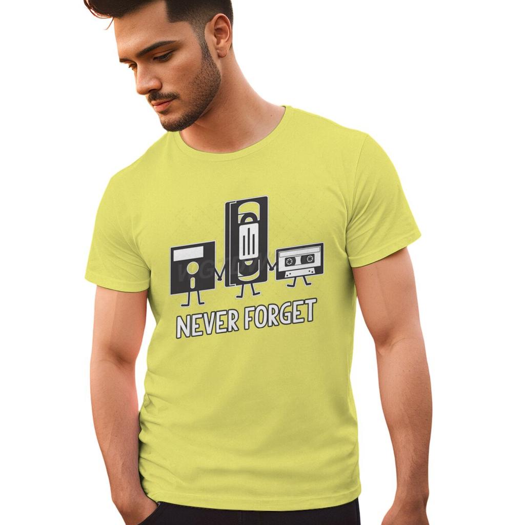 Never Forget Print Floppy Disk Cassette Tape Pattern T Shirts Men Women Vintage Short Sleeve Streetwear Fashion Male Tshirts