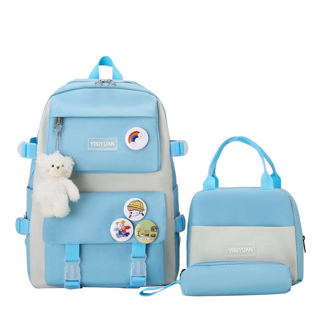 School Bag New School Bag Female Junior High School Students Primary School Students Large Capacity Backpack Backpack Thermal Insulation Lunch Box Bag