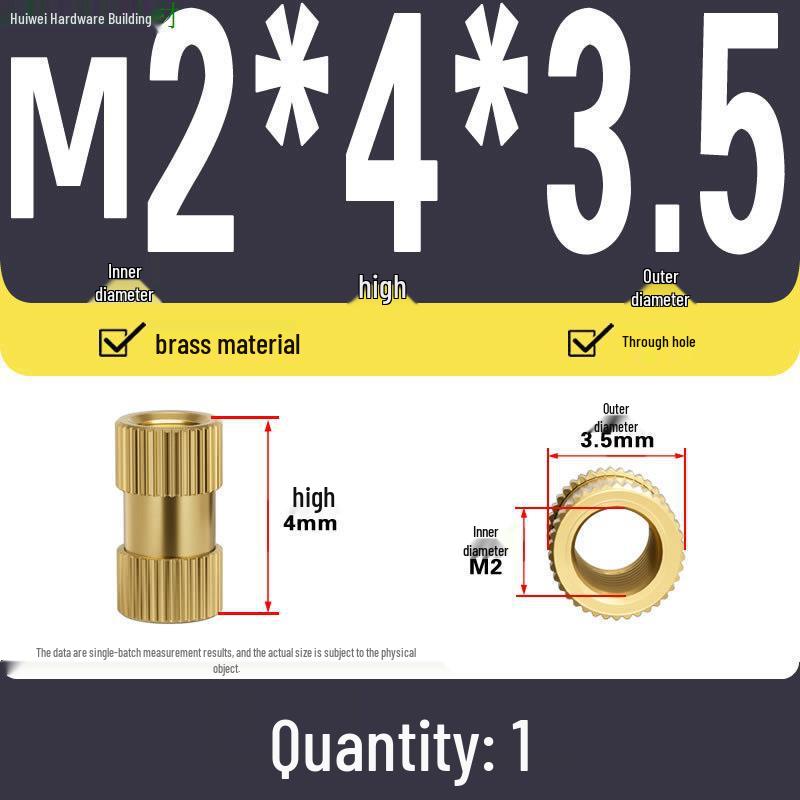 Zwei-Wege-Spritzguss Kupfer Rändelmuttereinsatz (M2-M8)
