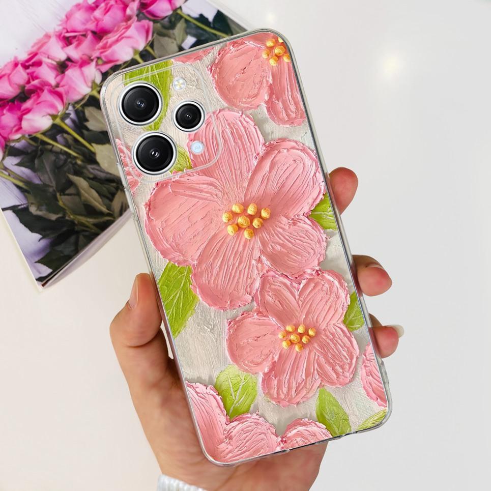 For Xiaomi Redmi 12 12c 4G Case Fashion Flower Dinosaur Soft Phone Cases For Xiaomi Redmi Note 12 Pro 4G Note 12 12s 4G Bumper