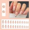 Gloss & Go 24 Reusable Artificial Fake Nail Set| Peach Color With Golden Zari And White Heart Design Almond Glossy Nails| Lightweight & Long Lasti