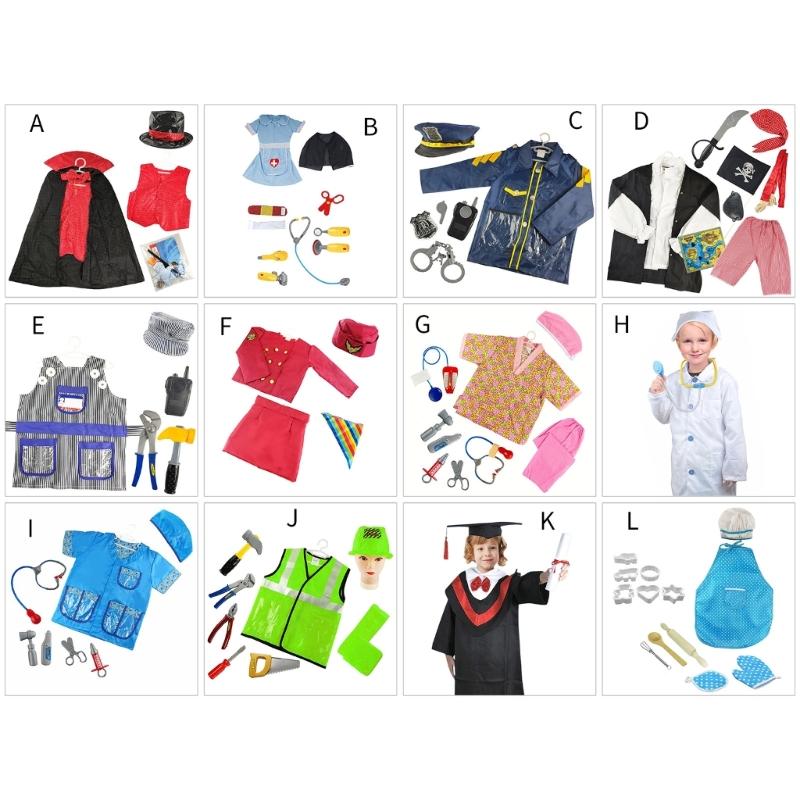 Railway/Construction Worker/Stewardess Costumes Kids Builder Career Outfit Gift