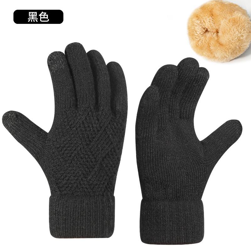 Double gloves men's fleece warm thickened autumn and winter cold outdoor knitting warm