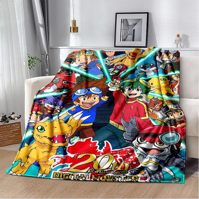 Cartoon Digimon Adventure Monster Soft Plush Blanket,Flannel Blanket Throw Blanket for Living Room Bedroom Bed Sofa Cover Child