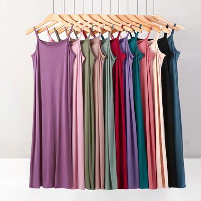 Women's Fashion Summer Spring Solid Color Print Sleeveless Suspenders Loose Waistline Casual Dresses