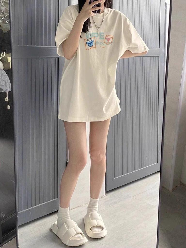 American Retro Plus Size Women's Loose Cotton T-Shirt - Short Sleeve, Petite Fit, Summer Style