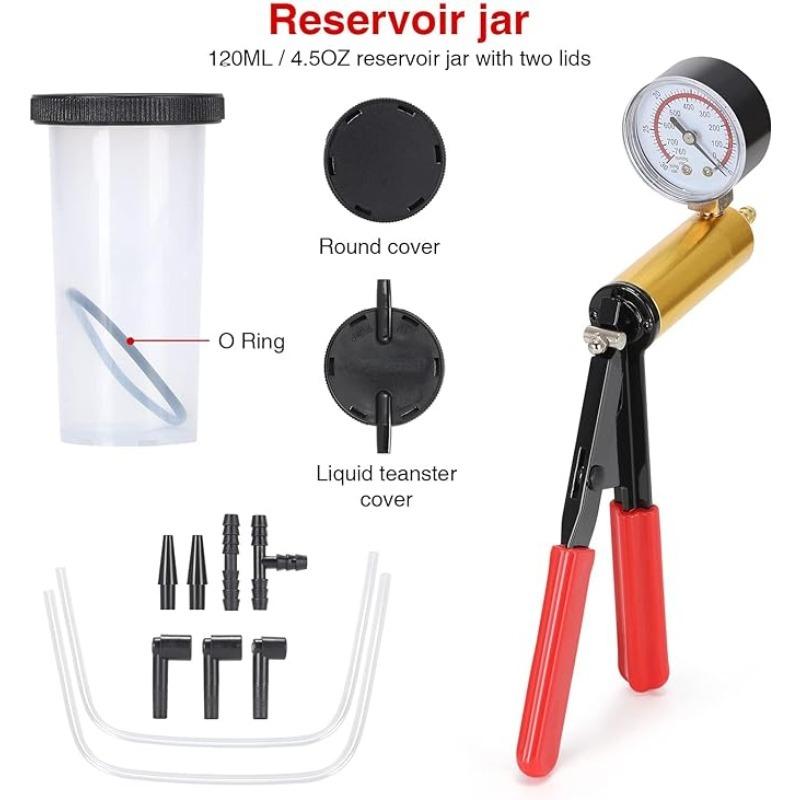 Multifunctional Car Vacuum Pump Tester, Handbrake Fluid Discharge Tool, 0~30inHg 0~760mmHg (kPa)Can Easily Empty The Car Brake,Universally.