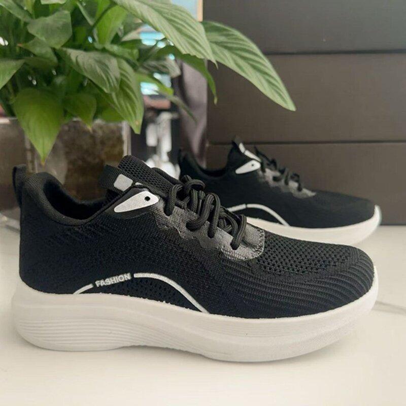 

Spring 2025 new sports exam shoes for junior high school students, casual sports shoes, breathable fly-woven mesh running shoes 41 чорний