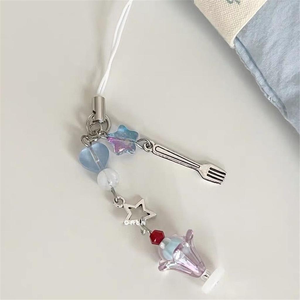 Phone Cute Bowknot Ice Cream Pendant Phone Chain Mobile Phone Charm Strap Lanyard Keychain For Iphone Accessory Women Jewelry