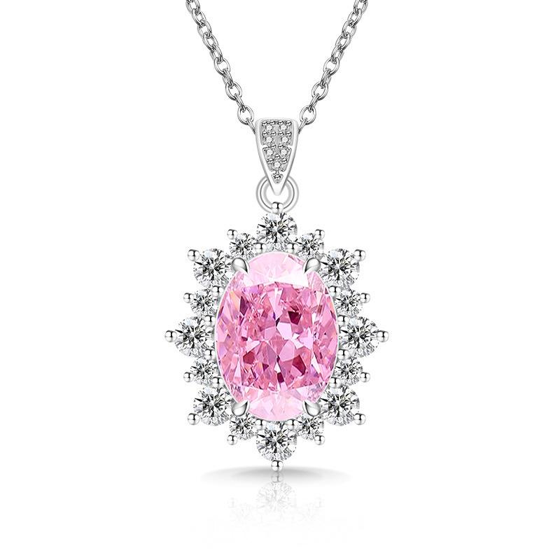 2026 Colored Treasure Ice Flower Cut Oversized Pigeon Egg Necklace Burst High Carbon Diamond Sunflower Pendant