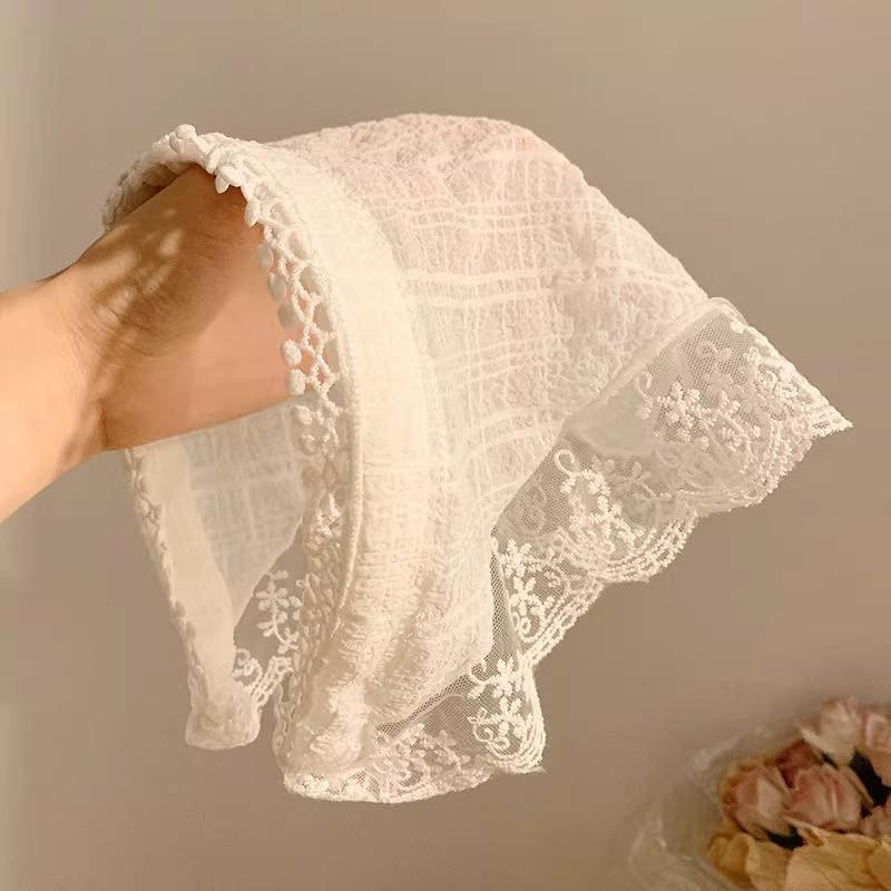 Summer Headwear Headdress French Pastoral Style Triangle Hair Scarf Women Girls Lace Flower Band Headwarp Hair Accessories