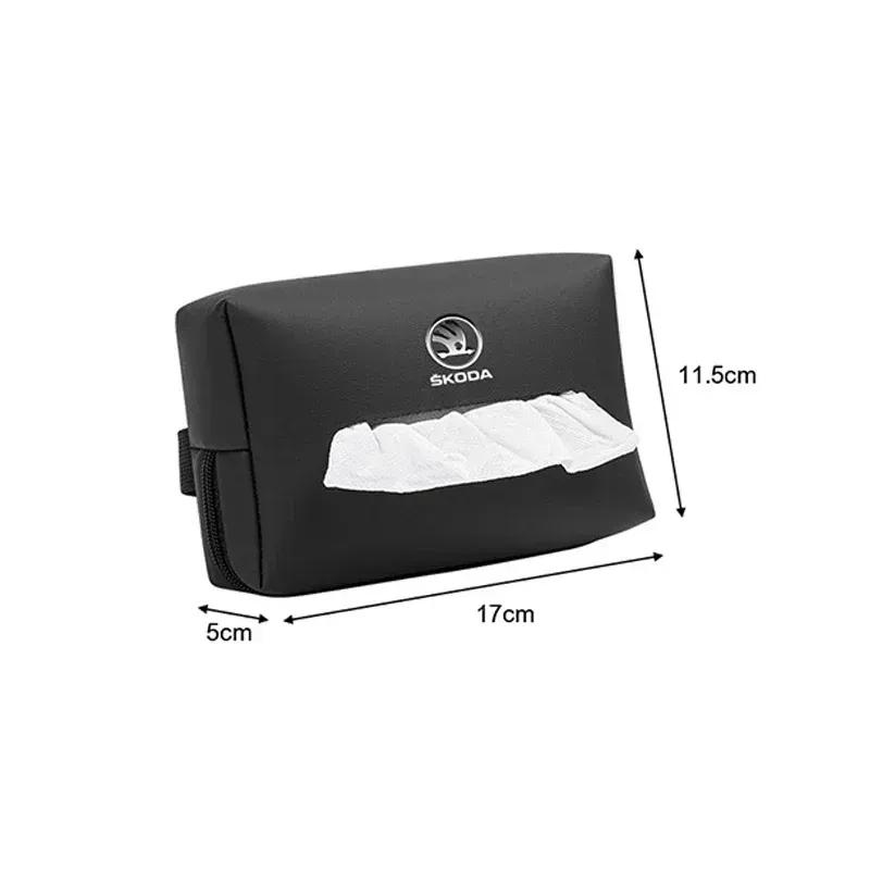 Leather Car Seat Back Tissue Box Storge Bag for Skoda Fabia 1 2 Octavia A7 RS Superb Rapid Yeti Karoq Vision Roomster Interior