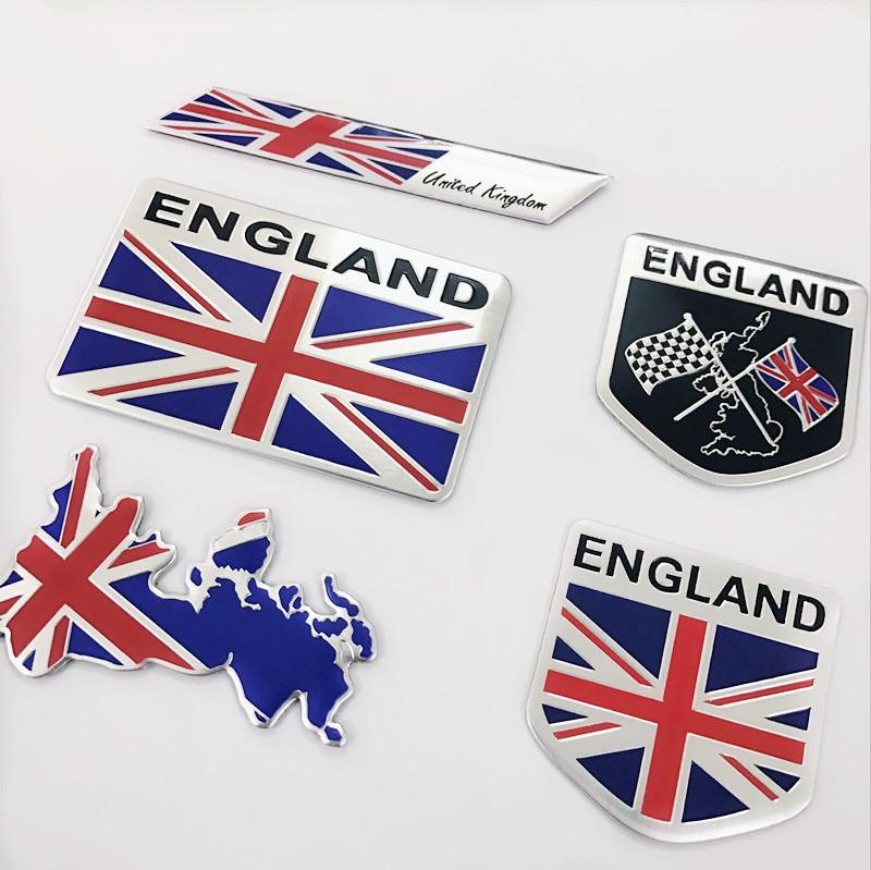 1pc 3D Aluminum ENGLAND United Kingdom UK National Flag Map Car Motorcycle Badge Emblem Decal Sticker For Land Rover MINI Jaguar FG5