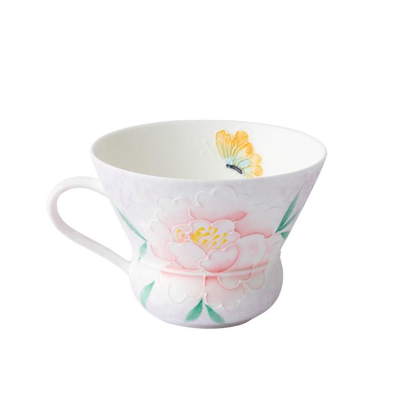 Hand-painted Pink Peony Ceramic Tea Cup Creative Porcelain Coffee Mug 200mL