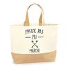 Tote Bag - PLANETEE - J'peux Pas Market - Natural Jute - Printed In France - Large Handles