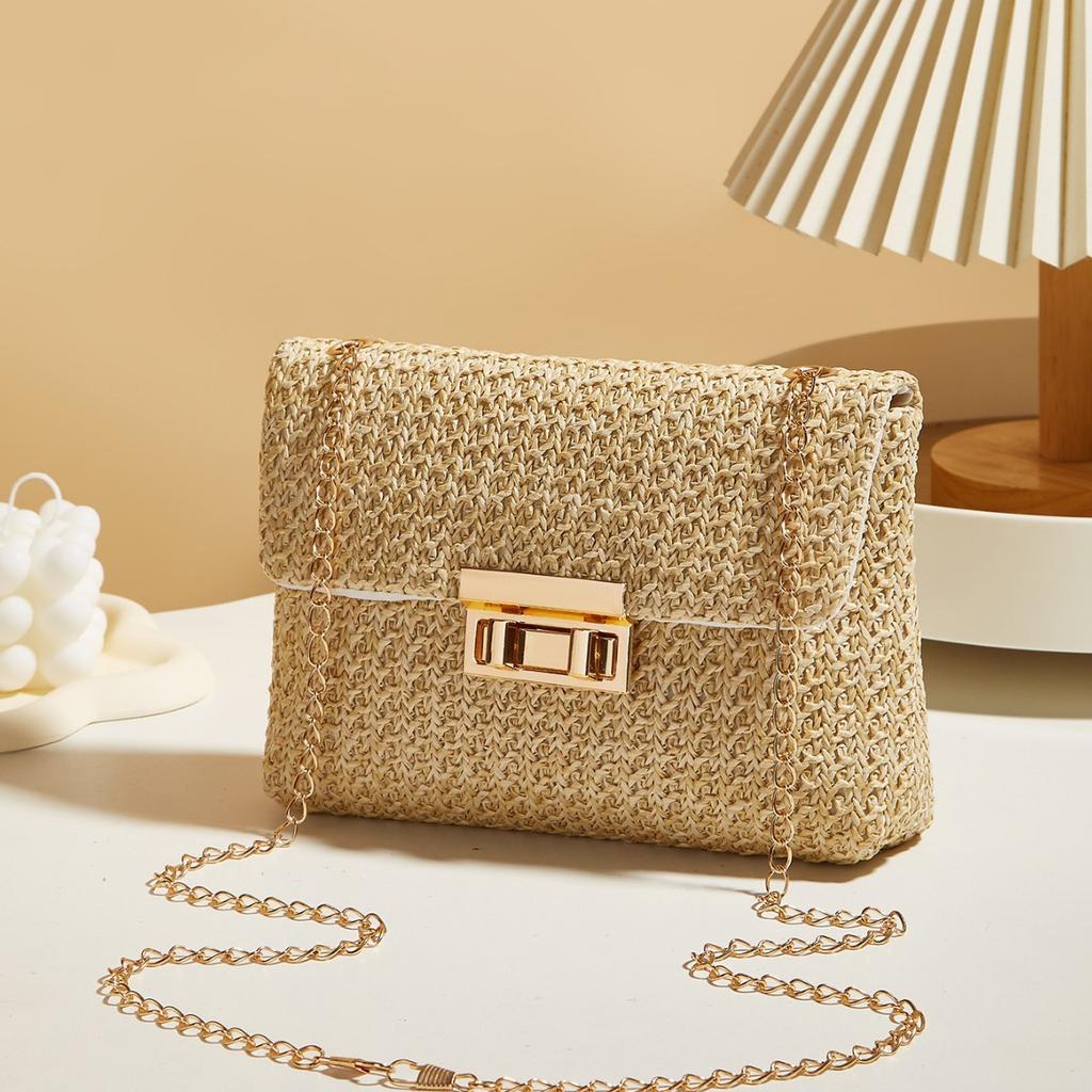 New Trend Versatile Women's Bag Crossbody Bag Sweet Style Fashion Straw Double Head Lock Shoulder Bag