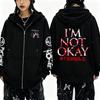 My Chemical Romance Three Cheers for Sweet Revenge I'm Not Okay Graphic Zipper Hoodie Men Vintage Punk Emo Rock Zip Up Jacket