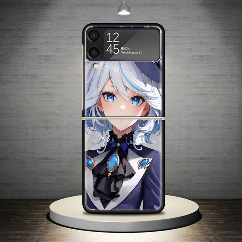 Genshin Impact Furina Phone Case For Samsung Galaxy Z Flip 7 6 5 4 3 5G Shockproof Cover Z Flip7 Flip6 ZFlip5 Flip3 Flip4 Luxury