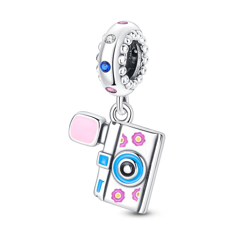 

Charm Genuine Copper Blue Travel Camera Pendants Bead Fits Bracelets DoItYourself Beautiful Gifts Women Delicate Jewellery Accessory