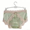 Panty Mid Waist Lace Satin Panties Mesh Sweet Bow Briefs Patchwork Invisible Underwear For Women Women