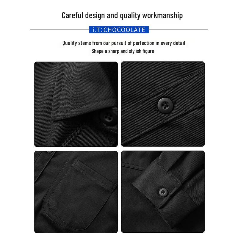 :CHOCOOLATEit Men's Japanese Retro Workwear Long Sleeve Shirt Jacket