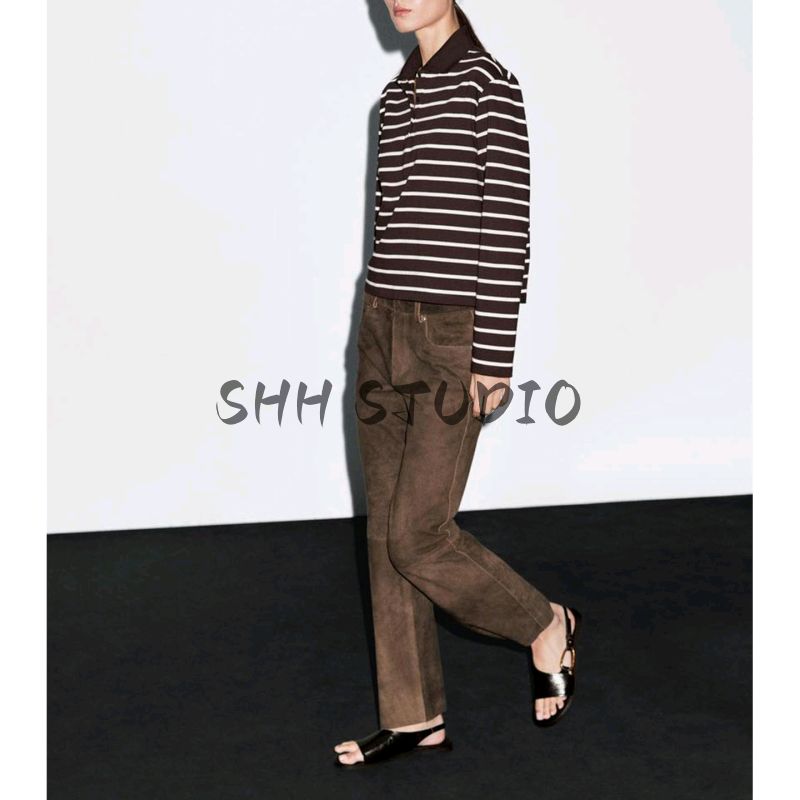 MD Early Autumn New Women clothes Retro Navy Style Short Top Stripe Long sleeve Knitted Polo Shirt 6210112