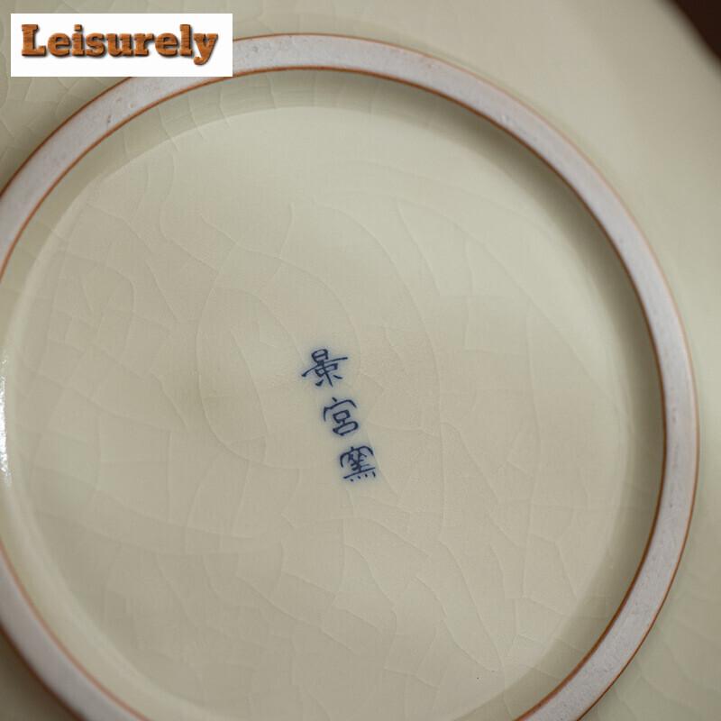 Imitation Song Ru Kiln Teapot Holder Fish and Algae Pattern Dry Soaking Table Flower Mouth Pot Bearing Holder Fruit Plate Craft