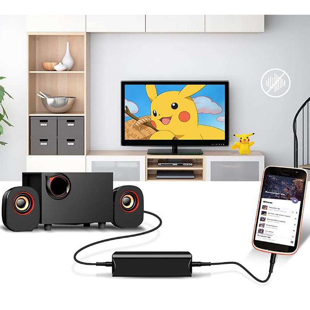 TRKIN Noise Cancellation 3.5mm Circuit Loop Isolator Aux Noise Supporting Home Audio Car Stereo System (Black)