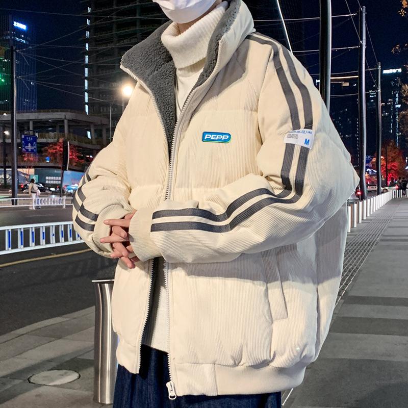 

Light down jacket men s winter 2025 stand-up collar thickened warm cropped corduroy jacket M