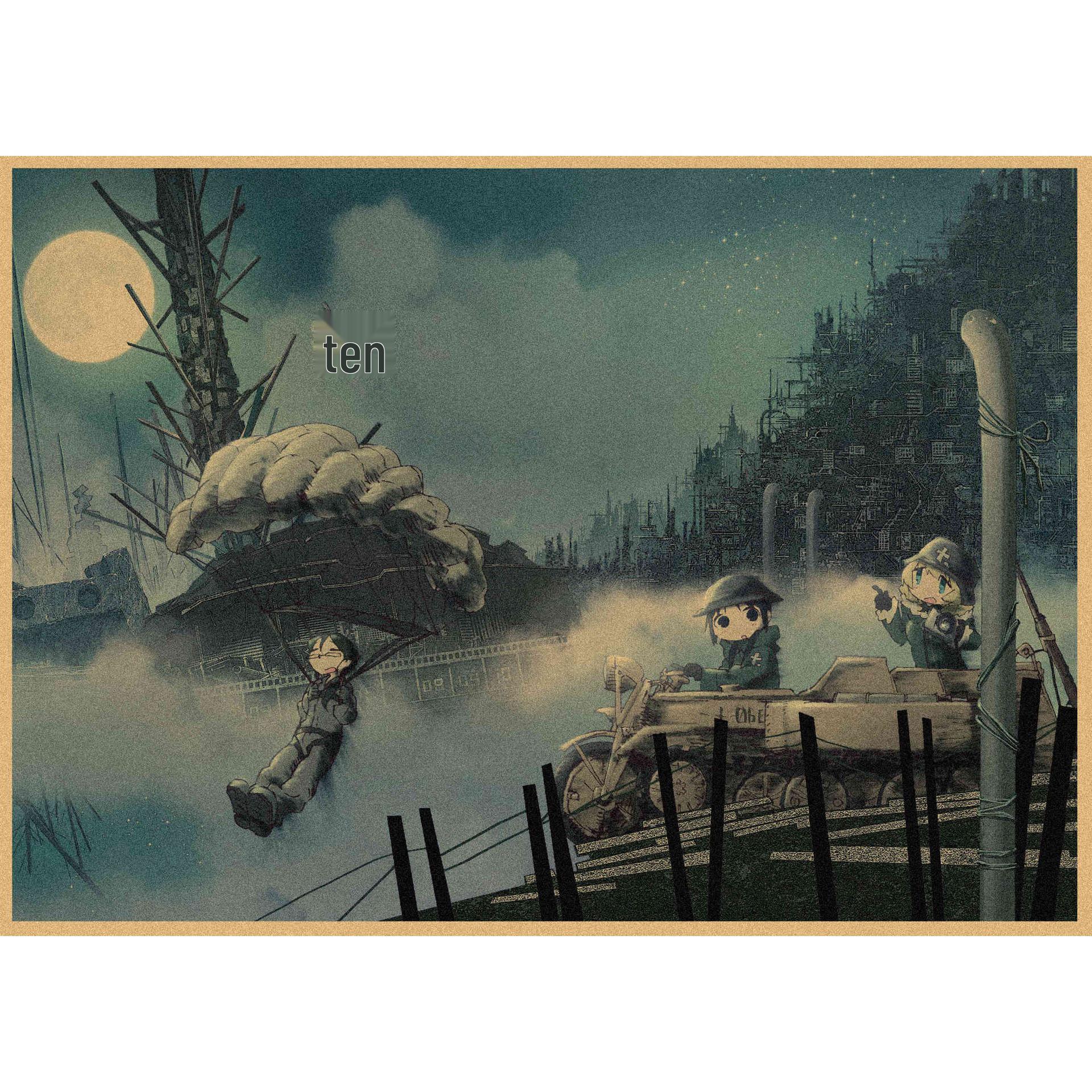 

Retro Japanese Anime Girl Journey Poster - Kraft Paper Decorative Wall Art 29.7X42cm(A3 size)
