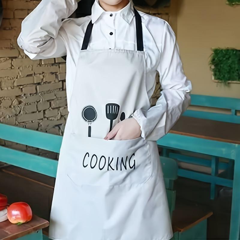 1pc Durable Chef's Apron- Waterproof, Oil-Resistant with Pockets- Unisex Kitchen Wear Stylish Protection for Cooking Enthusiasts