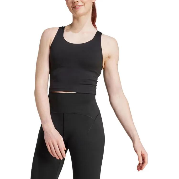 Adidas Free Shipping AdiClub Adidas All Me Medium Support Bra Tank Top (Unisex) Sleeveless Sports Shirts 20431800 | Black