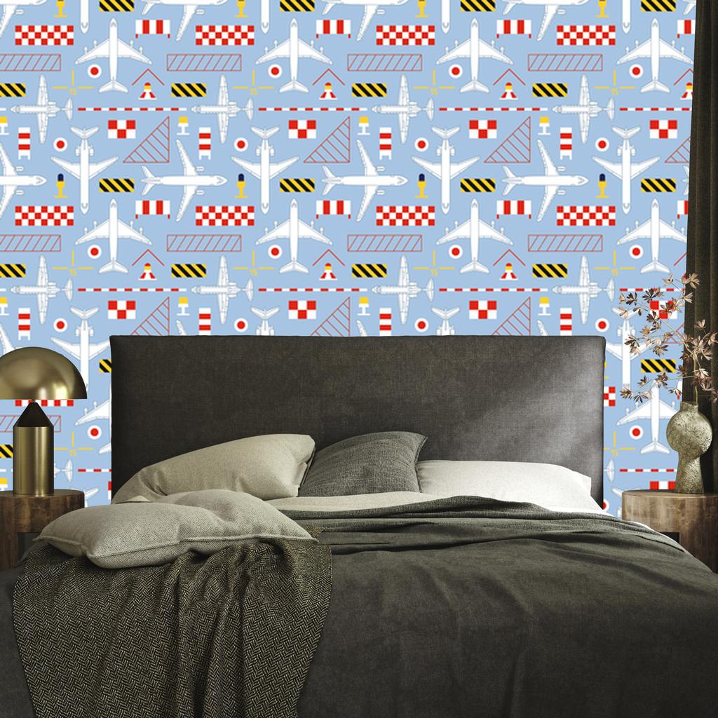 Wallpaper Sketches of airplanes for living room and bedroom 50x1000