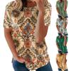Women's Printed Short Sleeve Round Neck Retro Short Sleeve Summer Loose Tops Tops Women's Summer T-Shirts