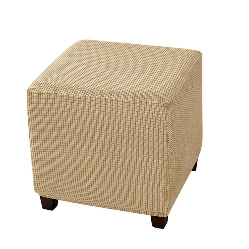 Elastic Jacquard Ottoman Cover Velvet Footrest Slipcover New Footstool Case  Home Decor