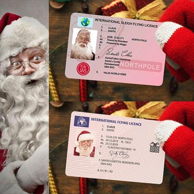 10 adet Yaratıcı Noel Arifesi Oyuncakları Sahte Noel Baba Uçuş Ehliyeti Sürüş Kartları Sürücü Kartı, Çocuklar için Mükemmel Noel Arifesi Hediyesi