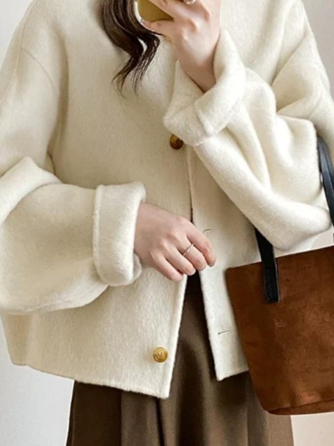 New Spring Double-Sided Wool Petite Women's Korean Light Luxury Hepburn Style Short Coat