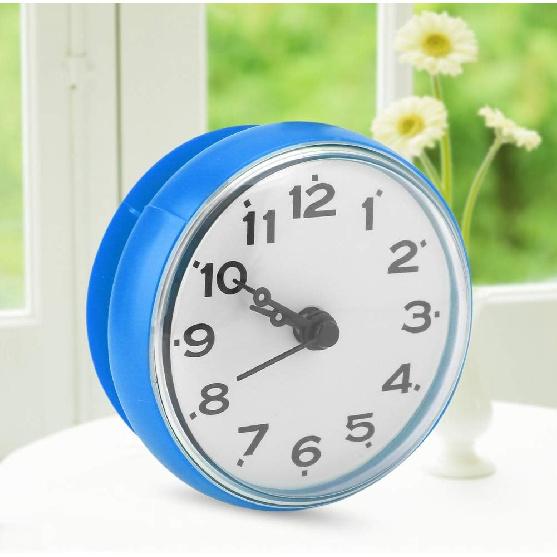 Bathroom Wall Hanging Clock,Waterproof Fogproof Round Arabic Digital Dial Bath Shower Clock Suction Cup Wall Window Mirror Bath Shower Clock for Home