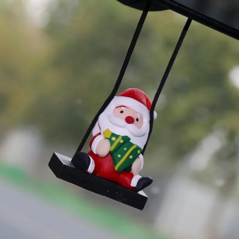 Cute Santa Claus Decoration Car Hanging Ornaments Auto Rearview Mirror Pendant Swinging Automobile Interior Styling Accessories
