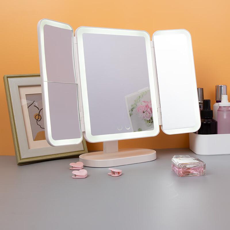 Oeny Three-Sided Lighted Desktop Makeup Mirror