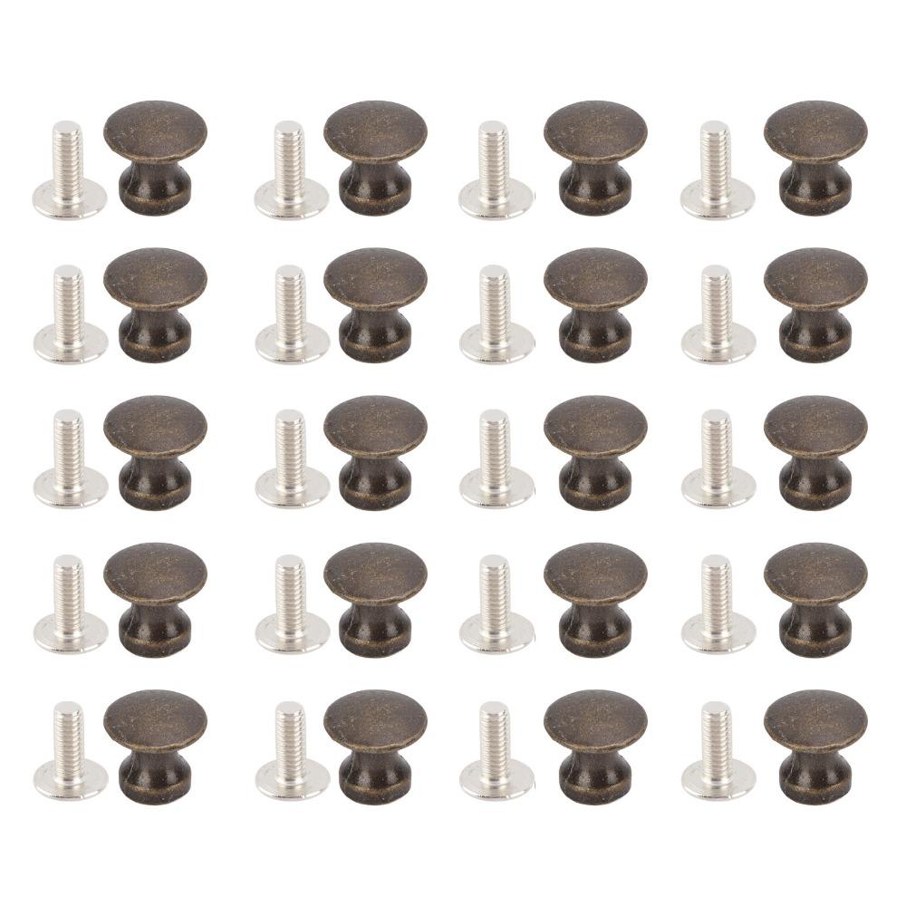 20pcs Cabinet Handle Zinc Alloy Single Hole Handle 12x11MM Round Head Drawer Pulls Bronze Vintage Cabinet Knobs Wood Case
